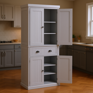 Dispensa Indipendente Grigia da 72 Pollici per Cucina con Ripiani Regolabili e Cassetto, Design Moderno - Product Image 2