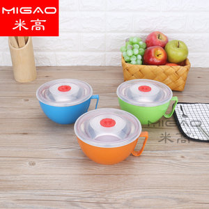 Migao Stainless Steel Food Storage Bowl With Lid Nordic Color Round Shape For Picnic <b>Lunch</b> <b>Box</b> - Product Image 5