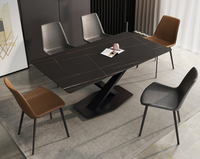 Table à manger de cuisine en marbre artificiel, table rectangulaire, de luxe unique, 6 places