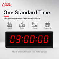 Système de synchronisation d'horloges numériques Compas Modern School GPS/BD pour salles de classe, bureaux, cloches d'examen, en métal et verre trempé