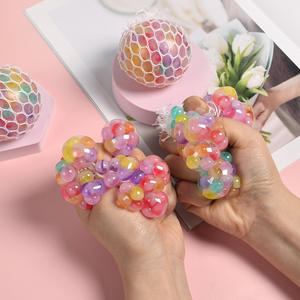 CHENXI Rainbow <b>Squishy</b> Mesh Ball Stress-relieving Sensory Toys 6cm Colored Soft Pinch Ball Fidget Toy - Product Image 5