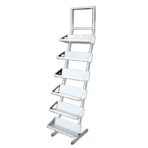 Metal Wholesale Shop Fittings Shelves for Beauty Nail Polish Cosmetics Make up Display Floor Rack PVC Sign on Top Retail Shops