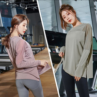 Haut de sport pour femme respirant uni à manches trois-quarts, coupe ample et ajustée, pour yoga et fitness, séchage rapide, grande taille, sans couture
