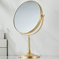 Miroir de Maquillage en Métal Cuivre KEGAO, Design Moderne, Double Face, Grossissement 3x, Noir et Or Antique, 20CM, pour Hôtels, Garantie 3 Ans
