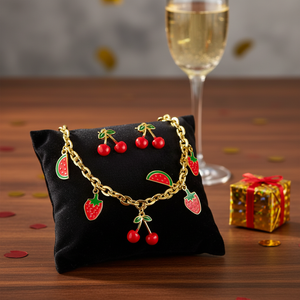 Set di gioielli da donna con motivo trapuntato con zircone e perla placcato in oro 18K per abiti da festa unici per regali - Product Image 3