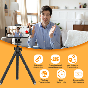 J33 2.4G Không Dây Stereo Lavalier <span class=keywords><strong>Microphone</strong></span> Với Sạc Trường Hợp Đối Với Cuộc Phỏng Vấn Trực Tiếp Ngoài Trời Mini Tiếng Ồn Hủy Bỏ Ve Áo Mic - Product Image 2