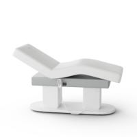 Table de massage électrique de luxe avec base en métal blanc, très large, 3 moteurs, chauffante, pour soins du visage et extensions de cils