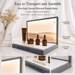 Exhibidor de Acrílico Plegable con Marco Gris <span class=keywords><strong>Pizarra</strong></span> e Iluminación LED para Productos de Cuidado de la Piel y Cosméticos, Exhibidor Plano de Mostrador - Product Image 2