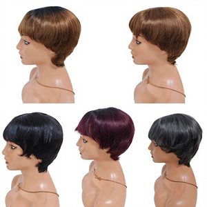 $9.5 Promotion Short Smooth Hair <b>Wigs</b> Pixie Cut <b>Wig</b> Silk Base <b>Lace</b> <b>Wigs</b> Natural Hair Wholesale Price - Product Image 1