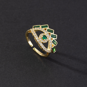 CLBX da donna a forma di Micro <span class=keywords><strong>Cobra</strong></span> anello regolabile in cristallo verde placcato rame cuore con zircone squisita novità gioielli di moda - Product Image 5