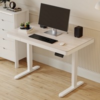 Bureau électrique moderne assis-debout, grand bureau debout réglable en hauteur, bureau électrique debout en verre trempé avec tiroirs