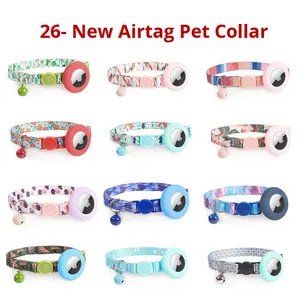 Nuevo Airtag GPS Localizador Cubierta protectora Colorido Patrón sólido Cuello de poliéster con cintas Chic Airtag Tracker Cat Collar - Product Image 3