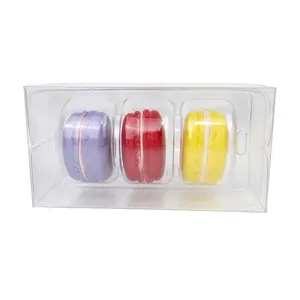 3パックマカロン透明PETプラスチック包装ボックスデザートクッキークリアミニギフトボックス