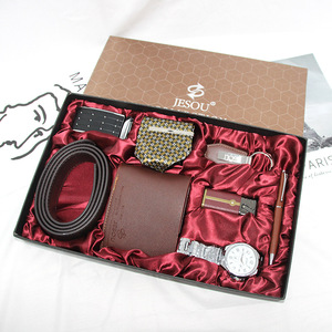 Caja de Regalo Ejecutiva de Lujo <span class=keywords><strong>para</strong></span> Hombre, 8 en 1, con Cartera, Cinturón, Corbata, Llavero, Reloj, Encendedor, Perfume y Bolígrafo, <span class=keywords><strong>para</strong></span> Clientes - Product Image 2