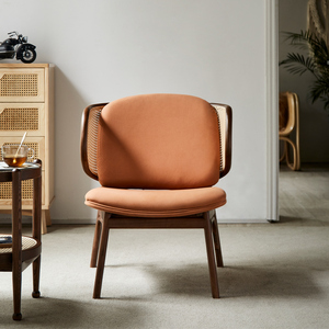 Nordic kayu padat alami bingkai rotan kursi tenun faucet En Rotin untuk ruang tamu ruang ganti meja rias kursi aksen - Product Image 5