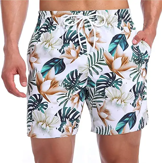 Hochwertige benutzer definierte Logo gedruckt 100% Polyester Quick Dry Beach Shorts Badehose für Männer
