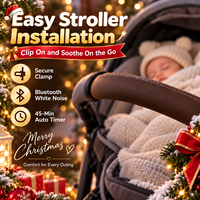 Cadeau de Noël : Balancelle Rechargeable pour Bébé avec Bruit Blanc, Bluetooth, Minuteur 45 Min, Apaisant Portable pour Poussettes