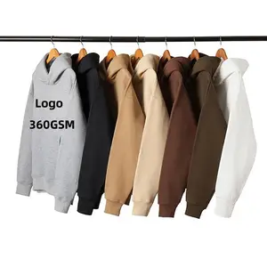 Grosir Logo Polos 100% Katun Organik Pria Sweatshirt Bulu Polos Ukuran Besar Sesuai Pesanan Uniseks Hoodie Pria