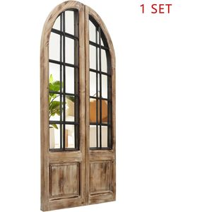 PARISLOFT Farmhouse Arched Wall <b>Mirror</b> Brown <b>Wood</b> <b>Frame</b> 47.2 x 24 Inches Decorative for Living Room Entryway - Product Image 5