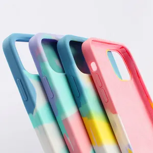 Candy Color Soft Silicone Phone Case for iPhone 14 13 12 Pro Max Case Blue Rainbow Phone Cover with Microfiber for iPhone 15