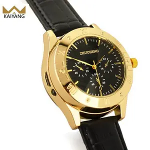Hot Selling High-end Fashionable Leather Watchstrap Electronic Wrist Watches With Lighter for Men