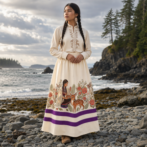Falda Larga Maxi Vintage para Mujer con Estampado Floral de Ciervos y Cintas Indígenas, Estilo Boho, Moda Natural, Venta al por Mayor, Falda Retro Verde <span class=keywords><strong>Canadiense</strong></span> - Product Image 5