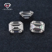 Pierre de moissanite en vrac de qualité supérieure SICGEM, couleur D, taille émeraude, pour la fabrication de bijoux