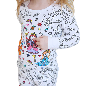 Pijamas de grafiti <span class=keywords><strong>para</strong></span> niños de estilo coreano, conjunto de niña colorable pintado a mano DIY <span class=keywords><strong>para</strong></span> <span class=keywords><strong>ropa</strong></span> de casa, conjuntos de pijama <span class=keywords><strong>para</strong></span> niños <span class=keywords><strong>para</strong></span> colorear <span class=keywords><strong>para</strong></span> 3-8Y - Product Image 1