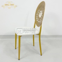 Chaise Chiavari de Mariage en Métal Doré et Cuir Blanc de Luxe, Nouvelle Collection à Prix Abordable