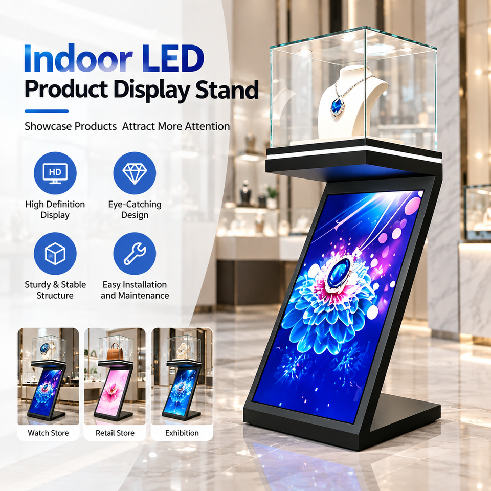 Display Stand Rack Led Freestanding LED Showcase Display Stand with Transparent Cabinet, Full ...