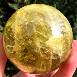 Large Size Healing Crystal Quartz Sphere Gemstone Natural Citrine Ball Sphere for Home Decoration