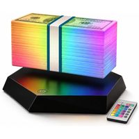 Lampe Dollar à Lévitation Magnétique 16 Couleurs, Lampe de Bureau Flottante en Forme de Billet, Veilleuse LED Tactile à Intensité Variable avec Rotation à 360 Degrés