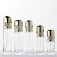 Ensemble de flacons cosmétiques de luxe en verre avec couvercle doré effet fusion, emballage haut de gamme pour soins de la peau, pots et contenants vides rechargeables pour crème visage