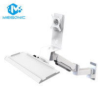 Meisonic T9-GA02KBL Station de travail industrielle classique, bras de moniteur VESA, réglage en hauteur assis-debout, compatible avec le montage VESA