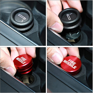 Prise allume-cigare universelle en aluminium usiné CNC pour voiture, avec capuchon anti-poussière décoratif populaire FIRE MISSILE EJECT, rouge - Product Image 6
