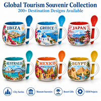 Tasse en céramique Souvenirs d'Ibiza, Espagne, avec cuillère, motif repère urbain, souvenir de voyage, tasse à café en porcelaine fine, personnalisable OEM ODM, vente en gros