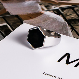 Men's Stainless Steel Hexagonal <b>Ring</b> Geometric Design Gift Jewelry SA1193 - Product Image 3