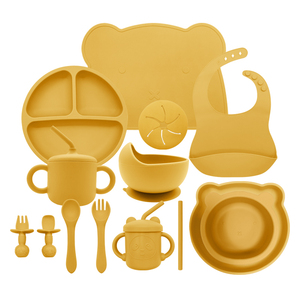 Hot Eco Friendly Toddler Plates Cubiertos de destete 10 piezas Bpa Free Newborn Suction Bowl Box Embalaje Silicona Baby Feeding Set - Product Image 1