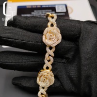 Bracelet en argent sterling S925 avec moissanite couleur D VVS1, motif fleur de rose, maillons cubains en forme de 8, passe le testeur de diamant, cadeau pour femmes et hommes