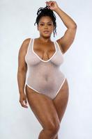 Carnaval Monokini Visnet Badpak OEM Private Label Aangepast Logo Plus Size Sheer Mesh Zwemkleding voor Jouvert Miami Groothandel