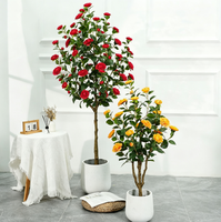 Plante artificielle de rose rouge en pot, arbre de rose artificiel de haute qualité, écologique, décoration intérieure persistante pour mariage, Noël, salon