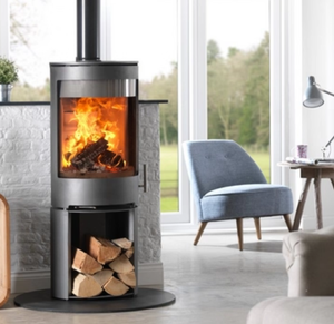 Estufa de Leña Independiente Británica PVR, Chimenea de Hierro Fundido Contemporánea, Calentador Ecológico para Sala de Estar o Villa, Diseño Ecodesign - Product Image 3