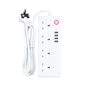 2023 New Tuya Smart WiFi UK Four Outlet Plug Smart Socket PST-SA-P302U