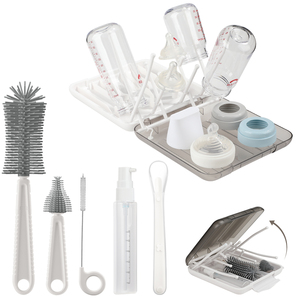 Juego de cepillos de silicona 7 en 1 para limpieza de biberones con patente de EE. UU., estante de almacenamiento de cocina, soporte para biberones, escurridor de biberones - Product Image 2