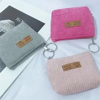 Pochette à monnaie en velours, organiseur de cosmétiques durable, sac de transport unisexe doux à rayures, mini pochette en velours, petit sac de rangement de voyage