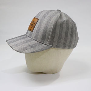 Gorra de Béisbol Deportiva con Letras y Parche de Cuero PU con Tela a Rayas y Logotipo Personalizado ZZB, Gorra Estructurada con Cierre a Presión para Deportes y Viajes, Unisex - Product Image 2