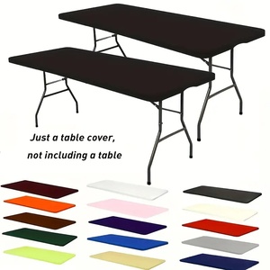 Vente en gros de couverture de table élastique en polyester et spandex, dessus de table, nappe de couleur unie pour fête de mariage - Product Image 2