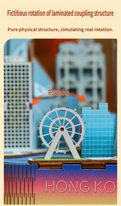 Caja de música DIY de madera con paisaje urbano de Hong Kong, rompecabezas 3D de ciudad con rueda gigante, para ensamblar, antiestrés, artesanía coleccionable, decoración, regalo, juguete - Product Image 2