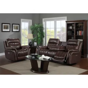 New Top Grain Leather Power 3+1 Recliner Sofa Set Brown Power Seat DDT Console Recliner Sofa Motion Sofa