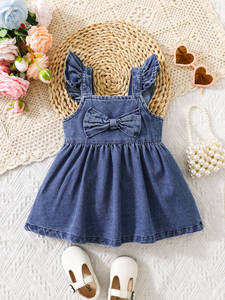 Abito estivo da ballo per bambini abito Casual da ragazza con fiocco in Denim lavabile per occasioni speciali di <span class=keywords><strong>età</strong></span> inferiore a 13 anni - Product Image 4